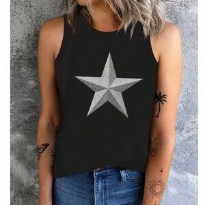 Solid Star Print Tank Top